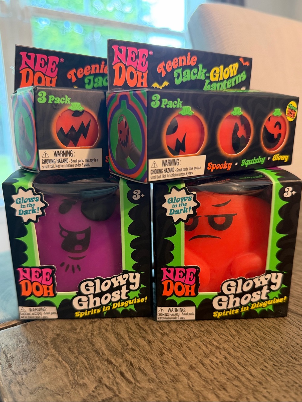 Needoh Glowy Ghosts Purple Red Halloween Teenie Jack Glow Pumpkin Set Bundle Lot